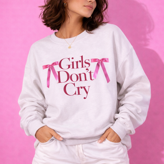 Girls Don't Cry Crewneck Sweatshirt  - Pink Ribbon Pullover
