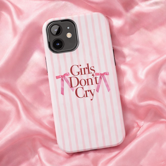 Girls Don't Cry Pink Stripe Tough Phone Case - Cute Protective iPhone Cover