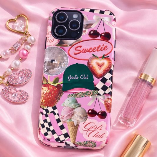 Girls Club Pink Collage Tough Phone Case - Sweet Strawberries & Ice Cream